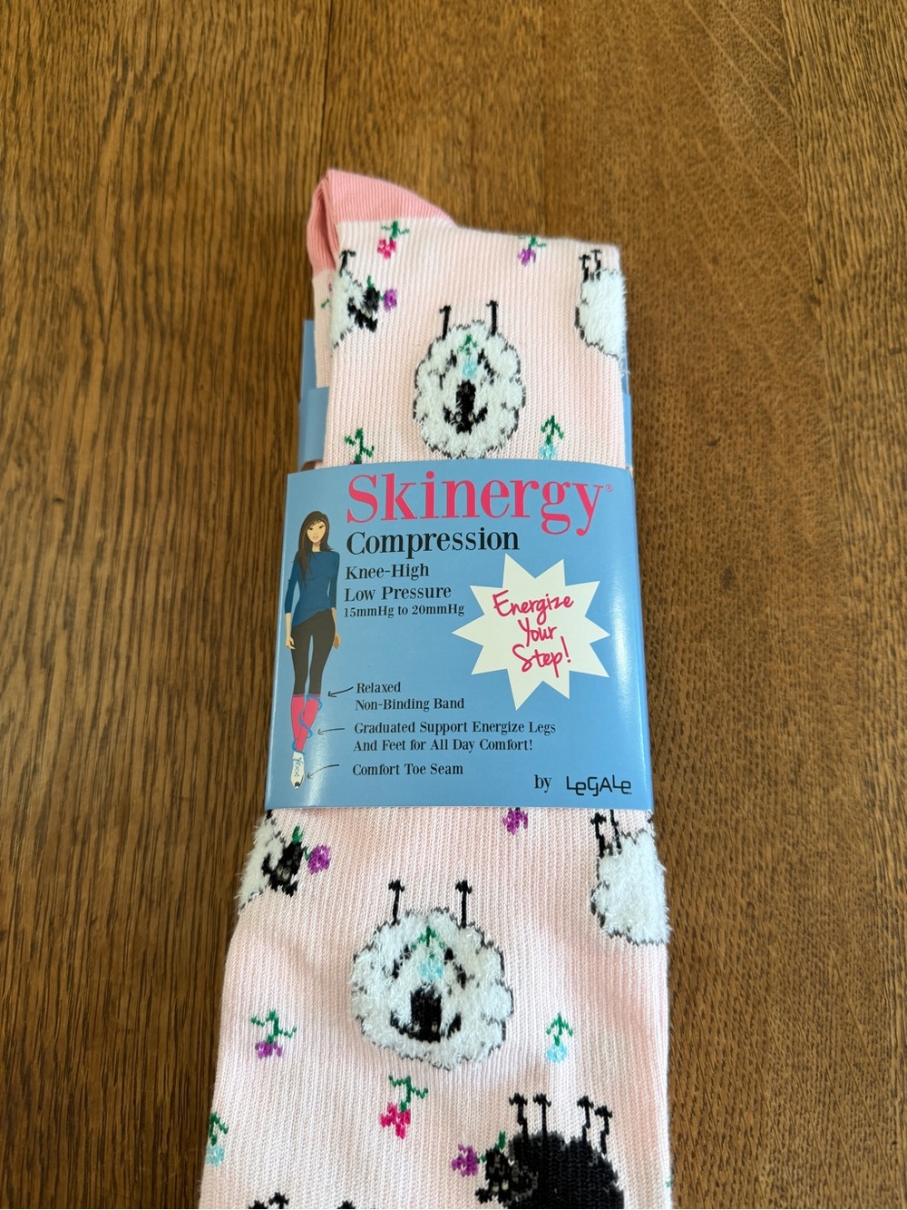 Compression Knee-High Socks - Light Pink Sheep Print